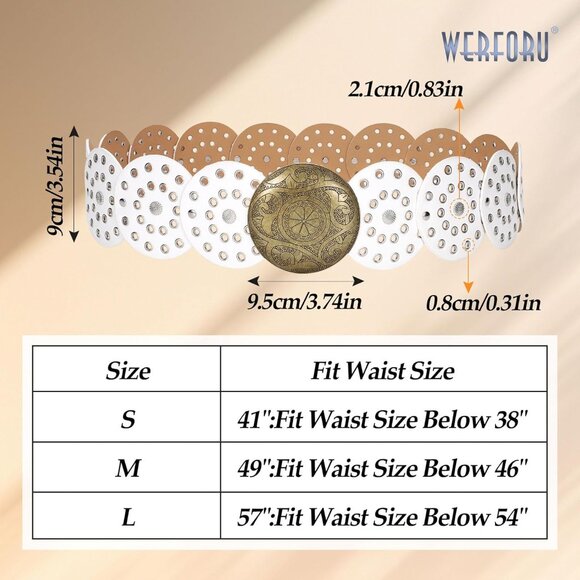 Women Vintage Leather Boho Belt Western Disc Waist Belt for Dress or Jeans - Picture 6 of 6